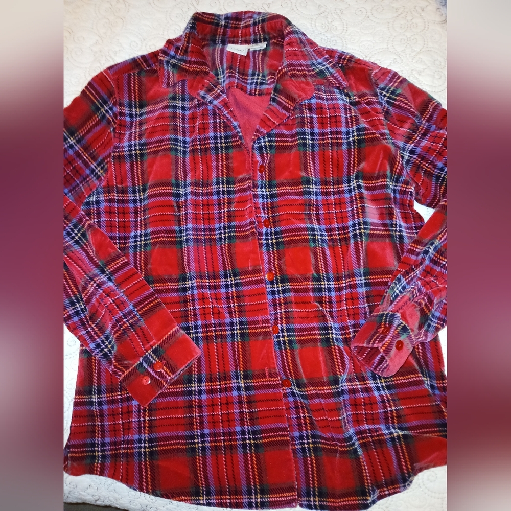 ❄️Velvet Plaid Flannel Shirt Size M